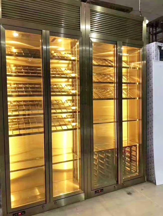 Champagne Gold Refrigerated Wine Display Unit ASTM 316L ISO 300