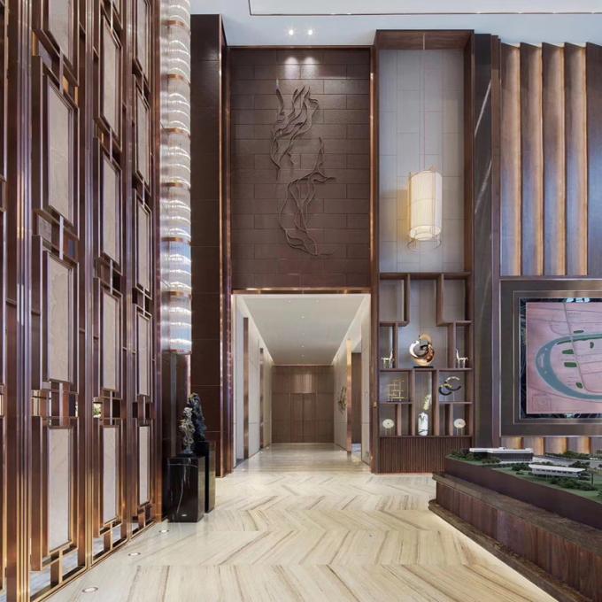 Laser Cutting 3*10ft Jali Decoration Hotel Project Home Furniture Brush Gold Stainless Steel Screen 3