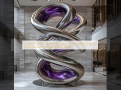 Customized Circle Water Line Green Spray Coating Sculp 304 Mirror Polished Stainless Steel Sculpture