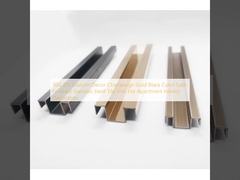 304 201 Custom Decor Champaign Gold Black Color Satin Finished Stainless Steel Tile Trim For Apartment Interior Decoration