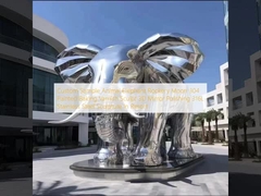 Custom Sample Animal Elephant Rockery Moon 304 Painted Baking Varnish Sculpt 3D Mirror Polishing 316L Stainless Steel Sculpture In Resort