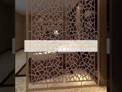 Factory Mirror Antique Rose Gold Hairline Brushed Laser Cutting Carving 304 Colored Stainless Steel Screen Partition Room Dividers For Hotel