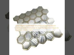 Gold-Edged Mixed Silver Brushed Hexagonal Mosaic Stainless Steel  Waterproof & Rust-Resistant  for Indoor & Outdoor Construction