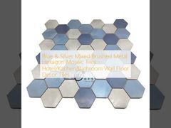 Blue & Silver Mixed Brushed Metal Hexagon Mosaic Tiles - Hotel/Kitchen/Bathroom Wall Floor Decor Tiles
