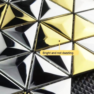 3D Cone Triangular Stainless Steel Mosaic Tile For Wall Decoration JIS Silver Gold