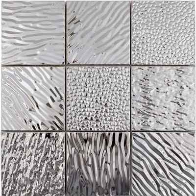 Embossed Stainless Steel Mosaic Tiles For Kitchen 30x30cm