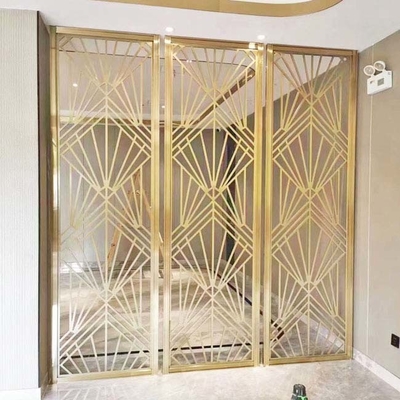 Foldable304 316 201 Black Gold Rose Mirror Hairline Hollow Laser Cut Stainless Steel Metal Room Divider Screen Partition