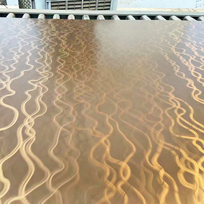 Laser Curved Corrugated Art 304 Stainless Steel Sheet Decorative Panels Brass Color