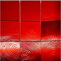 Chinese Red Spiral Metal Mirror Mosaic Wall Tile 98 * 98MM Square Shape