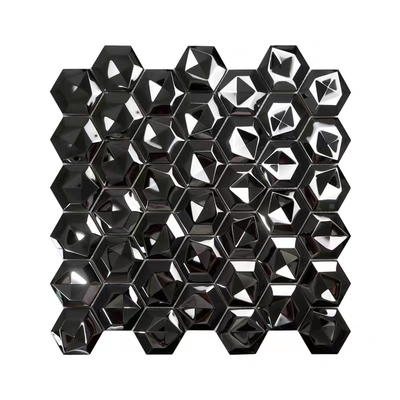 Luxury 304 Stainless Steel Mirror Black 3D Hexagon Metal Mosaic For Kitchen Bathroom Living Room Background Wall Tiles