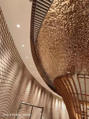 304 Gold Shiny Mirror Water Ripple Metal Honeycomb Panel Color Stainless Steel Sheets Ceiling