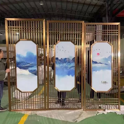Metal Modern Design Hairline Stainless Steel Private Partition Screen Living Room