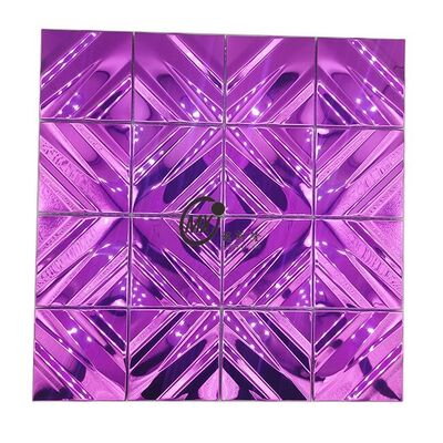 Wall Decoration Violet Diamond Grid Shine Mirror  Metal Mosaic Ceramic Tile