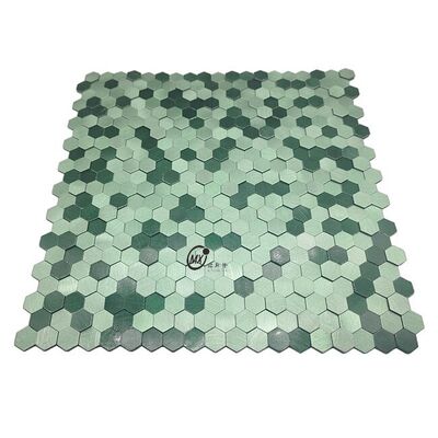 Gradient Green Hexagon Decorative  Mosaic Tiles - Brushed Metal Hexagonal Wall & Floor Tiles For Hotel/Kitchen/Bathroom