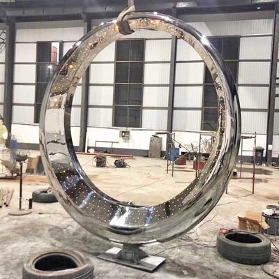 Good price Luminous 12K Polished Mirror Silver 316L Stainless Steel Sculpture For Square online
