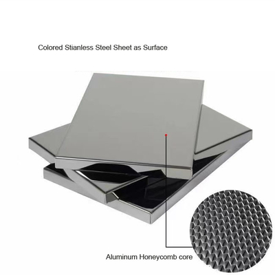 Blue PVD Coated 1.0MM 304 18MM Surface Mirror Finished Stainless Steel Honeycomb Panel For Hotel