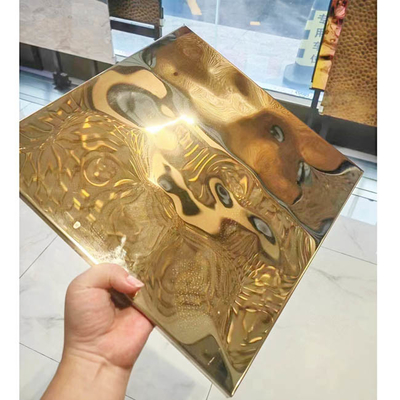 1.2MM 316L 25MM Thickness Gold Color Finished Water Ripple Stainless Steel Ceiling Panel With Honeycomb