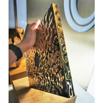 0.95MM 316L 25MM Thickness Gold Shiny Color Finished Stainless Steel Honeycomb Water Ripple Panel