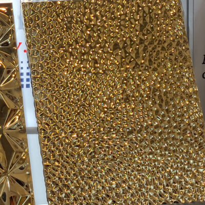Good price 316L 304 0.8MM Thickness Mirror Wave Gold PVD Color Hammer Panel online