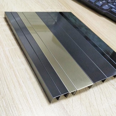Hairline Brushed Brass Color 304 201 U Type Tile Edge Trim Line For Hotel Interior Decoration