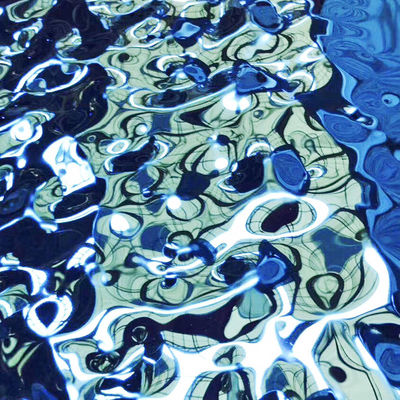 Good price Blue Color 316L 1.0MM 4X10FT Mirror Wave Water Ripple 1500mm Colored Stainless Steel Sheet online