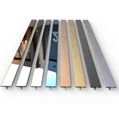 Gold Mirror Finished T-Shape 304 Stainless Steel Tile Edge 20mm For Villa