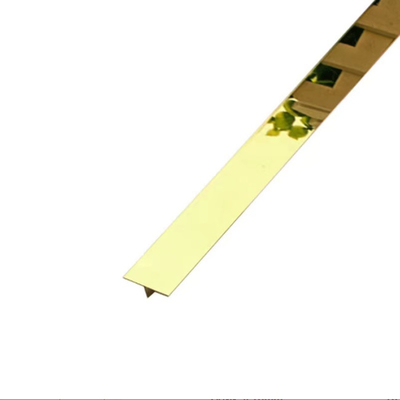 Gold Mirror Finished T-Shape 304 Stainless Steel Tile Edge 20mm For Villa