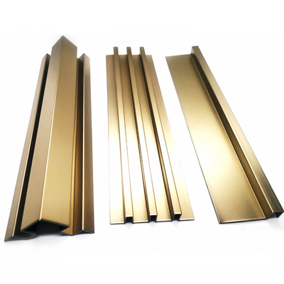 304 Custom Gold Color Vibration Brushed Finishing 316L Stainless Steel Tile Trim For Wall