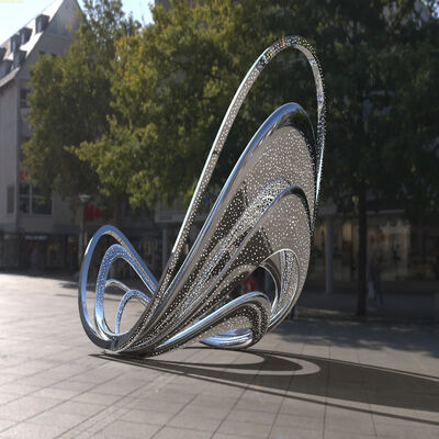 Good price Silver Color Polished 316L Abstract Stainless Steel Butterfly Sculpture For Exterior Decoration online