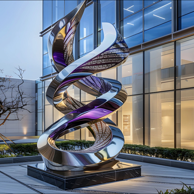 304 Gold Mirror Polished Tree Design 316L Stainless Steel Sculpture In Outdoor Square Decoration