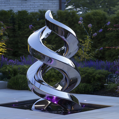 Custom 304 Mirror Polished Water Nozzle Spray Sculpt 316L Stainless Steel Sculpture For Shopping Mall