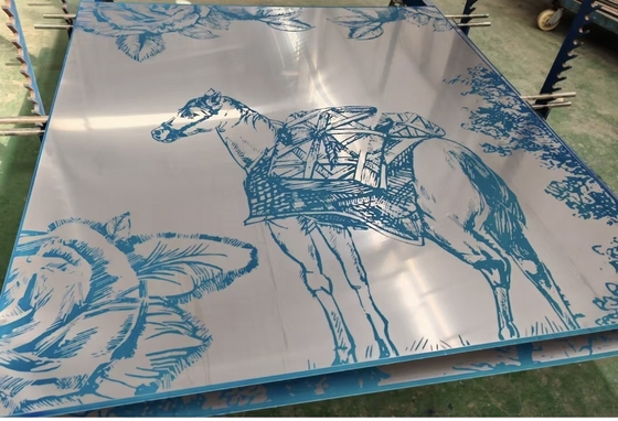201 304 316 Different Pattern Etched Surface Pvd Coating Stainless Steel Sheet Hotel Shop Wall Decoration