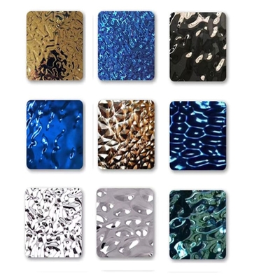KTV Ceiling 304  Big Sliver Water Ripple Embossed Mirror 8k  Decoration Stainless Steel Sheet