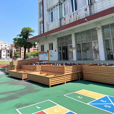 Wood Grain Color Garden Street Furniture Large Rectangular Metal Planter Outside Aluminium Plant Box Stainless Steel Flower Pot