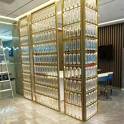 Bronze Color Stainless Steel Room Divider With Glass Custom Design