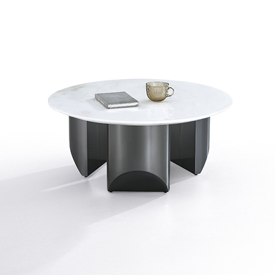OEM Artificial Stone Slab Top Black Color Stainless Steel Coffee Table