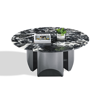 OEM Artificial Stone Slab Top Black Color Stainless Steel Coffee Table