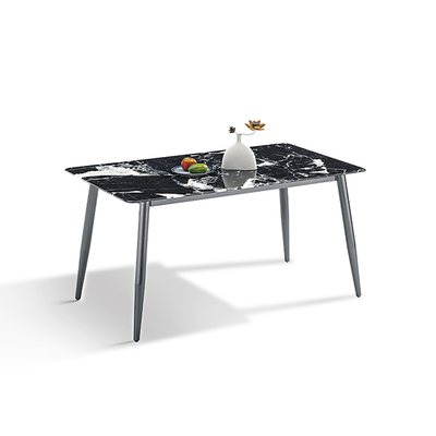 Modern Sintered Stone Tabletop Gray Color Carbon Steel Base Dining Table