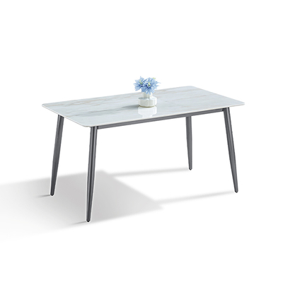 Modern Sintered Stone Tabletop Gray Color Carbon Steel Base Dining Table
