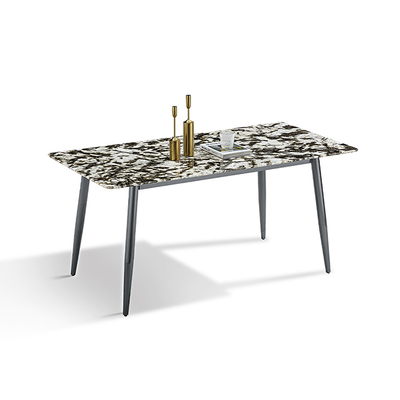 Modern Sintered Stone Tabletop Gray Color Carbon Steel Base Dining Table