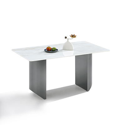 Custom Size Sintered Stone Tabletop Black Color Mirror Stainless Steel Base Dining Table
