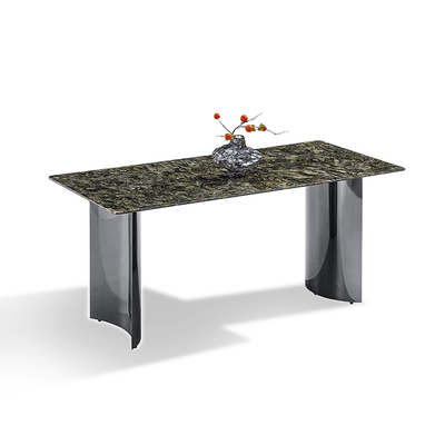 Sintered Stone Tabletop Double Round Arc Stainless Steel Table Legs Light Luxury Stainless Steel Dining Table