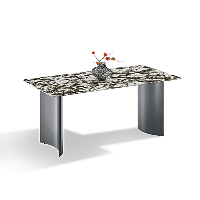 Sintered Stone Tabletop Double Round Arc Stainless Steel Table Legs Light Luxury Stainless Steel Dining Table