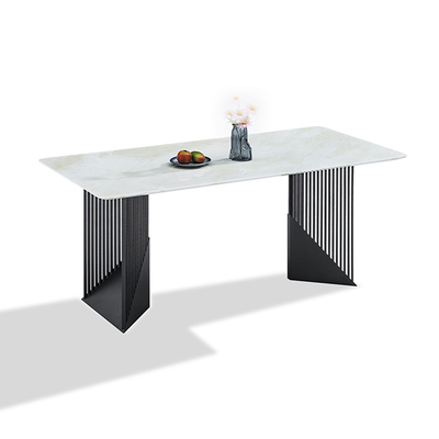 Modern Pandora Pattern Sintered Stone Tabletop PVD Coating Gold Color Mirror Stainless Steel Base Dining Table