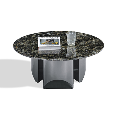 OEM Artificial Stone Slab Top Black Color Stainless Steel Coffee Table