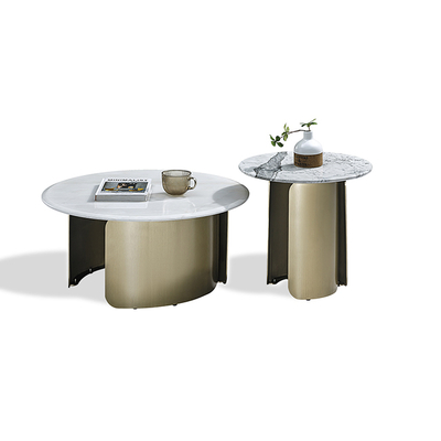 Artificial Stone Slab Top Champagne Gold Color Stainless Steel Coffee Table