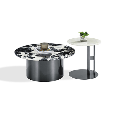 Artificial Stone Slab Top Champagne Gold Color Stainless Steel Coffee Table