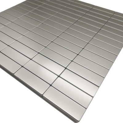 European And American Style  Sliver Hairline Rectangular Stainless Steel Metal Mosaic