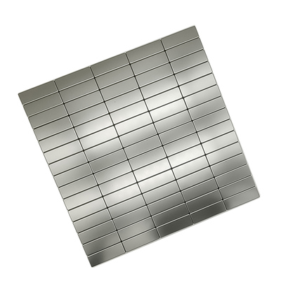 European And American Style  Sliver Hairline Rectangular Stainless Steel Metal Mosaic