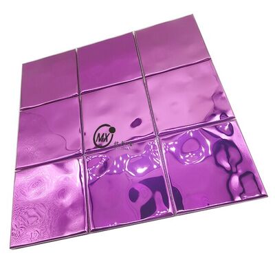 300X300MM Luxury Wall Tiles Decorative Stainless Steel Metal Violet Square Mirror  Mosaic For Backsplash